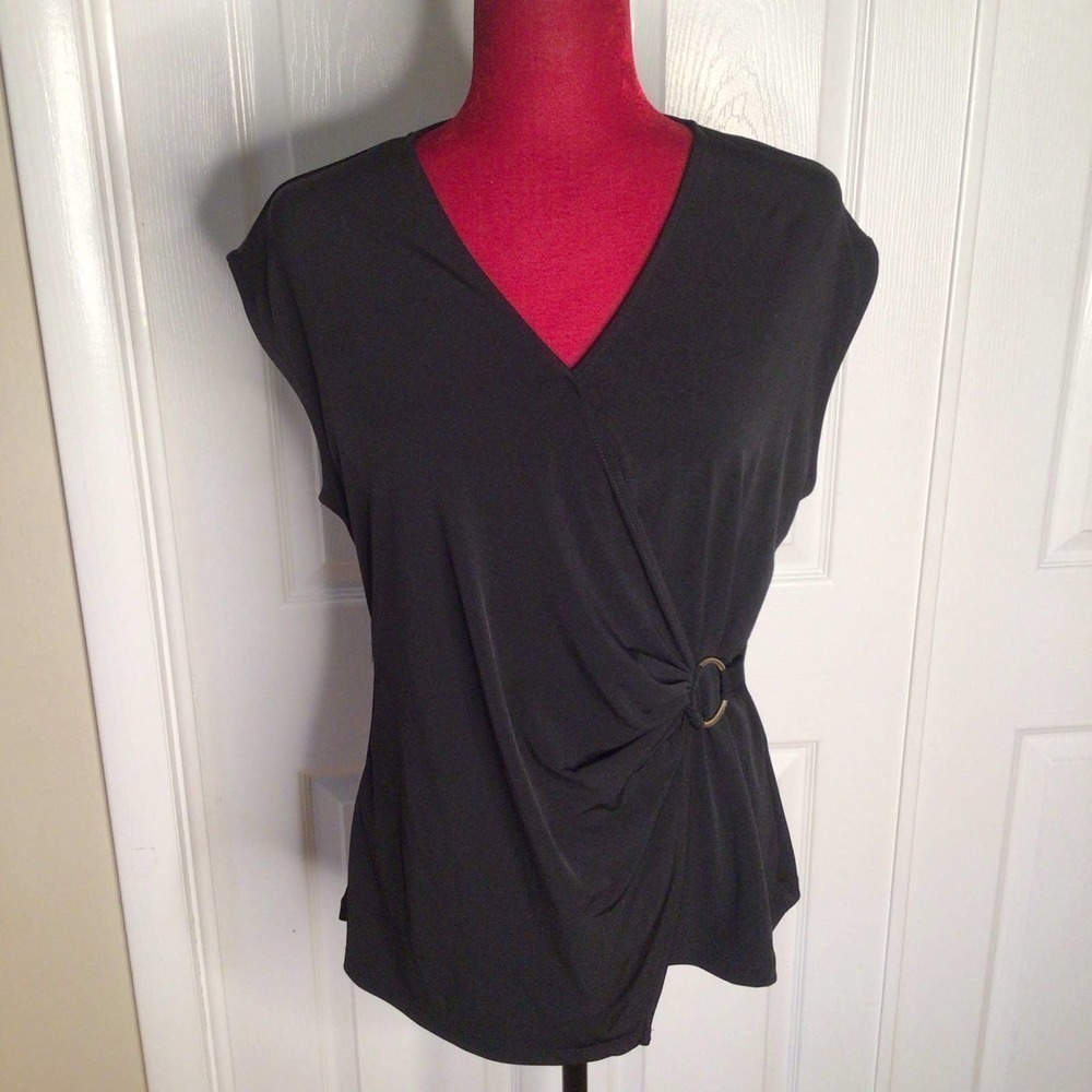 NWT jones New York Black sleeveless top‎ sz Large